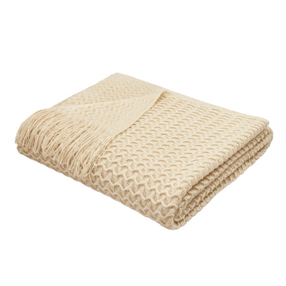 Textured Knit Throw in Natural 130 x 180cm - Throw - Appletree