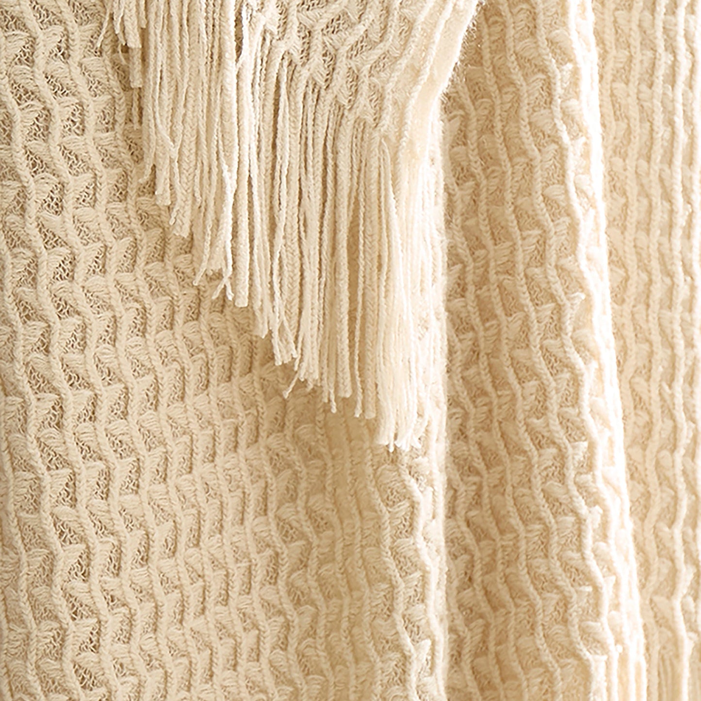 Textured Knit Throw in Natural 130 x 180cm - Throw - Appletree