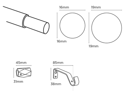 Speedy Tetra Eyelet 16/19mm Extendable Metal Curtain Pole - Gold