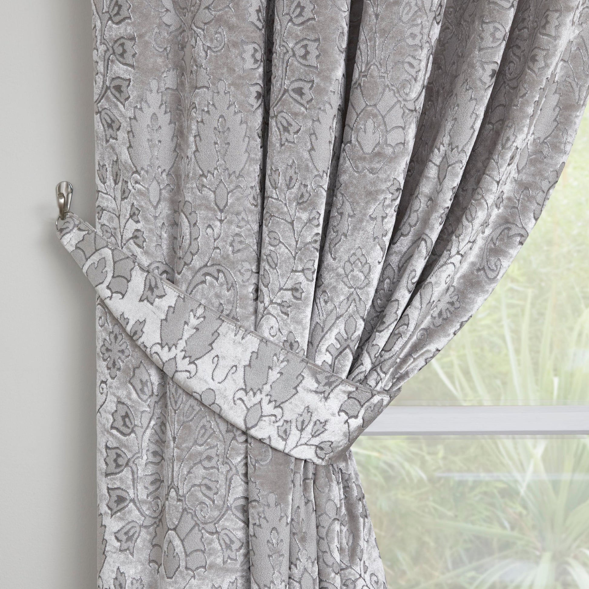 Trinity Pair Of Curtain Tiebacks by Curtina in Silver 26" x 4" - Pair Of Curtain Tiebacks - Curtina
