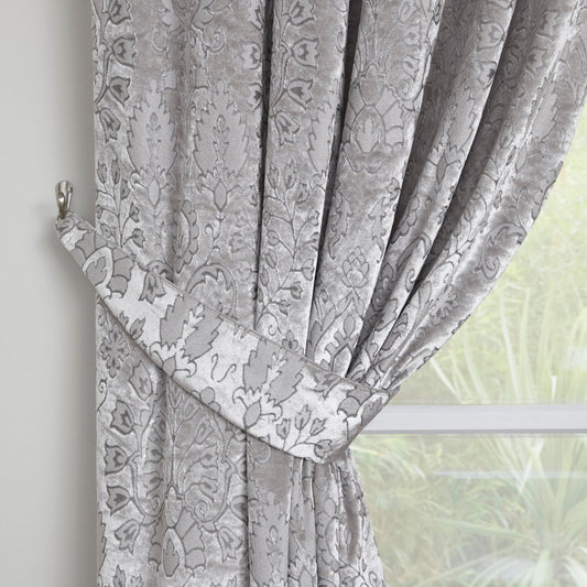 Trinity Pair Of Curtain Tiebacks by Curtina in Silver 26" x 4" - Pair Of Curtain Tiebacks - Curtina