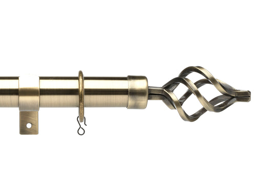 Universal Cage 28mm Metal Curtain Pole - Antique Brass