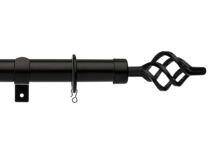 Universal Cage 28mm Metal Curtain Pole - Black