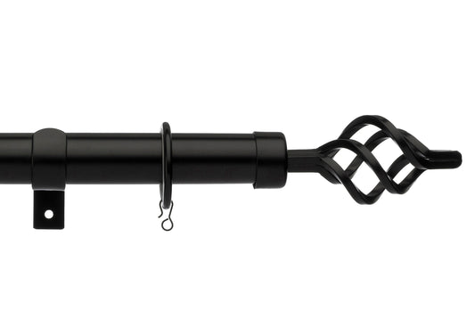 Universal Cage 28mm Metal Curtain Pole - Black