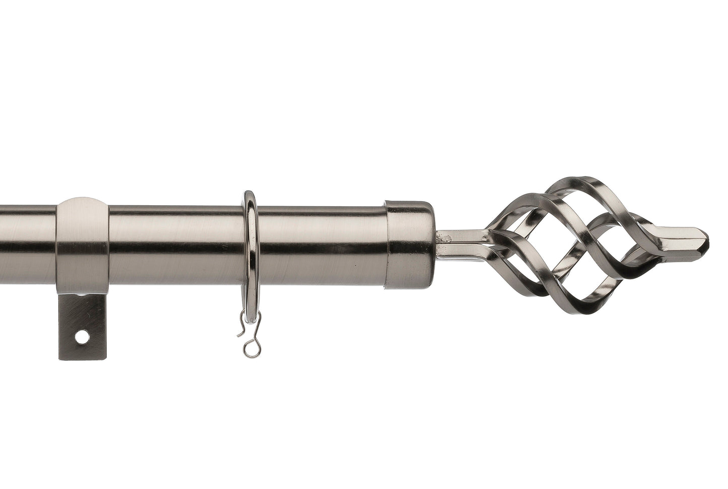 Universal Cage 28mm Metal Curtain Pole - Satin Steel