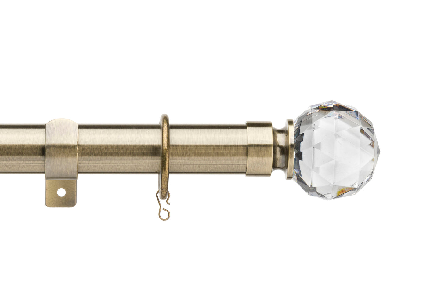 Universal Faceted Ball 28mm Metal Curtain Pole - Antique Brass