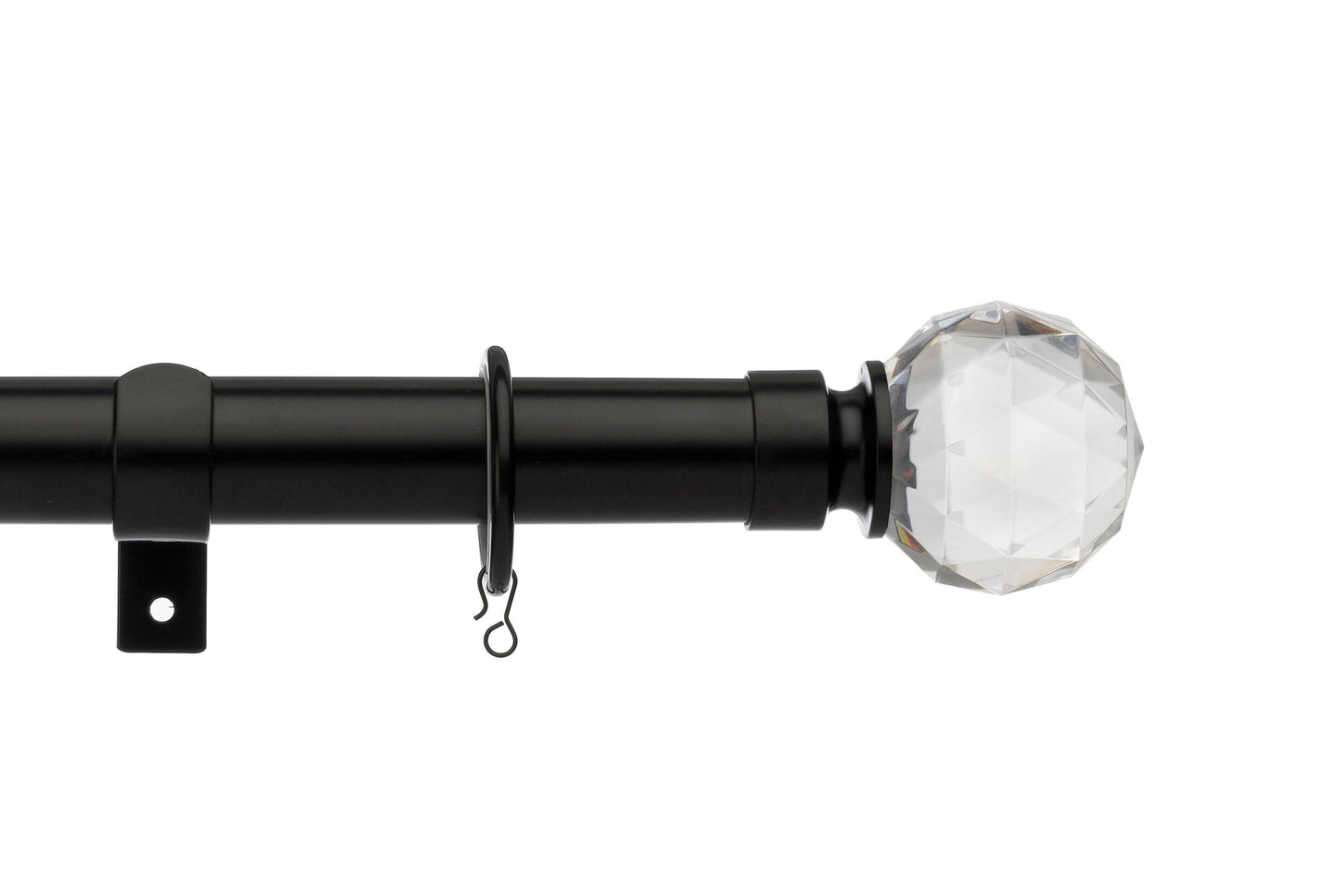 Universal Faceted Ball 28mm Metal Curtain Pole - Black