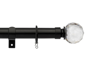 Universal Faceted Ball 28mm Metal Curtain Pole - Black