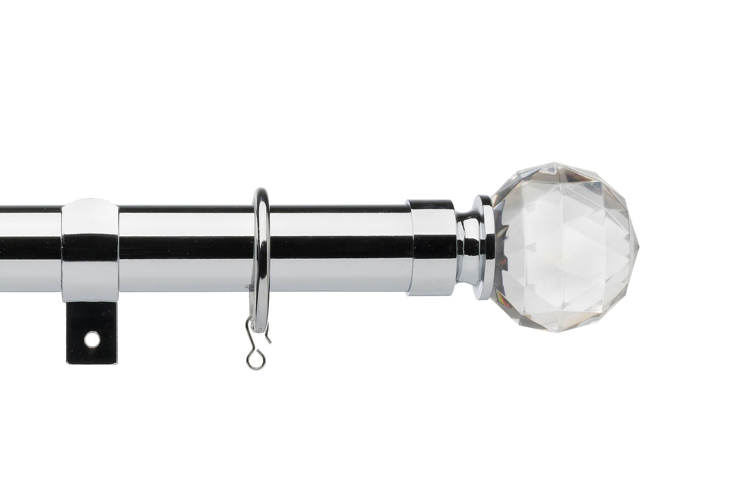 Universal Faceted Ball 28mm Metal Curtain Pole - Chrome
