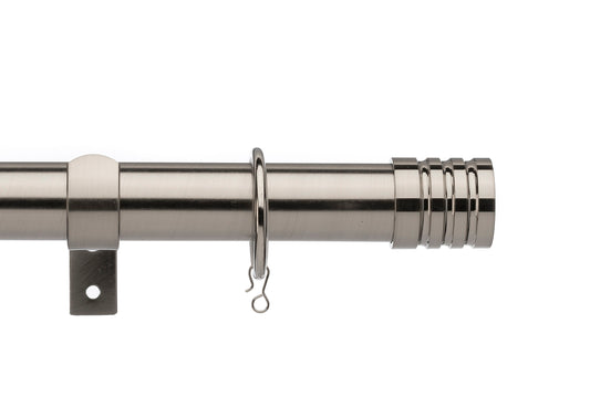 Universal Stud 28mm Metal Curtain Pole - Satin Steel