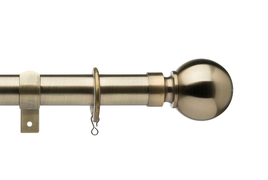 Universal Ball 28mm 3-Sided Bay Window Curtain Pole 500cm - Antique Brass