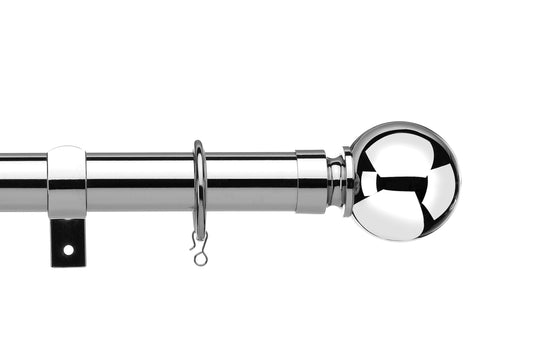 Universal Ball 28mm 3-Sided Bay Window Curtain Pole 500cm - Chrome