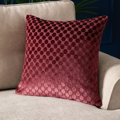Soiree Velvet Spot Cushion - Burgundy