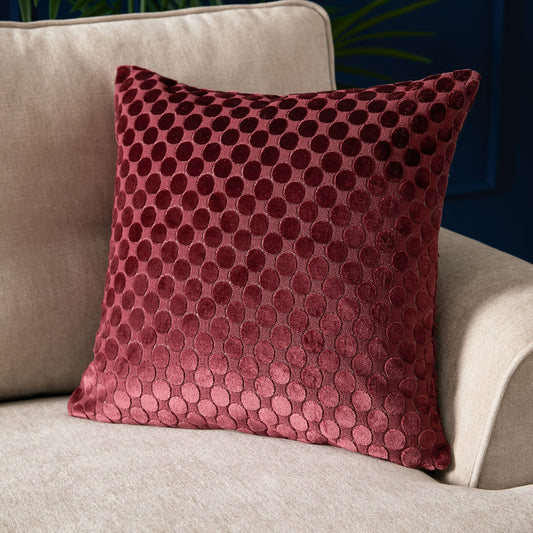 Soiree Velvet Spot Cushion - Burgundy