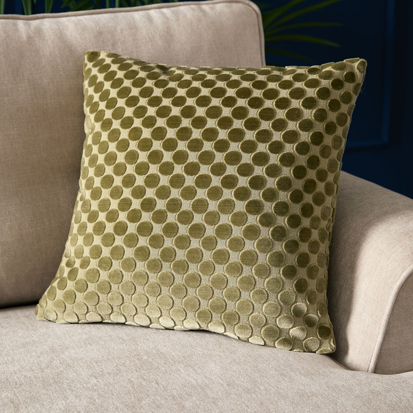 Soiree Velvet Spot Cushion - Green