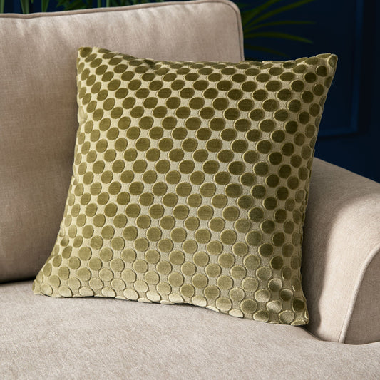 Soiree Velvet Spot Cushion - Green