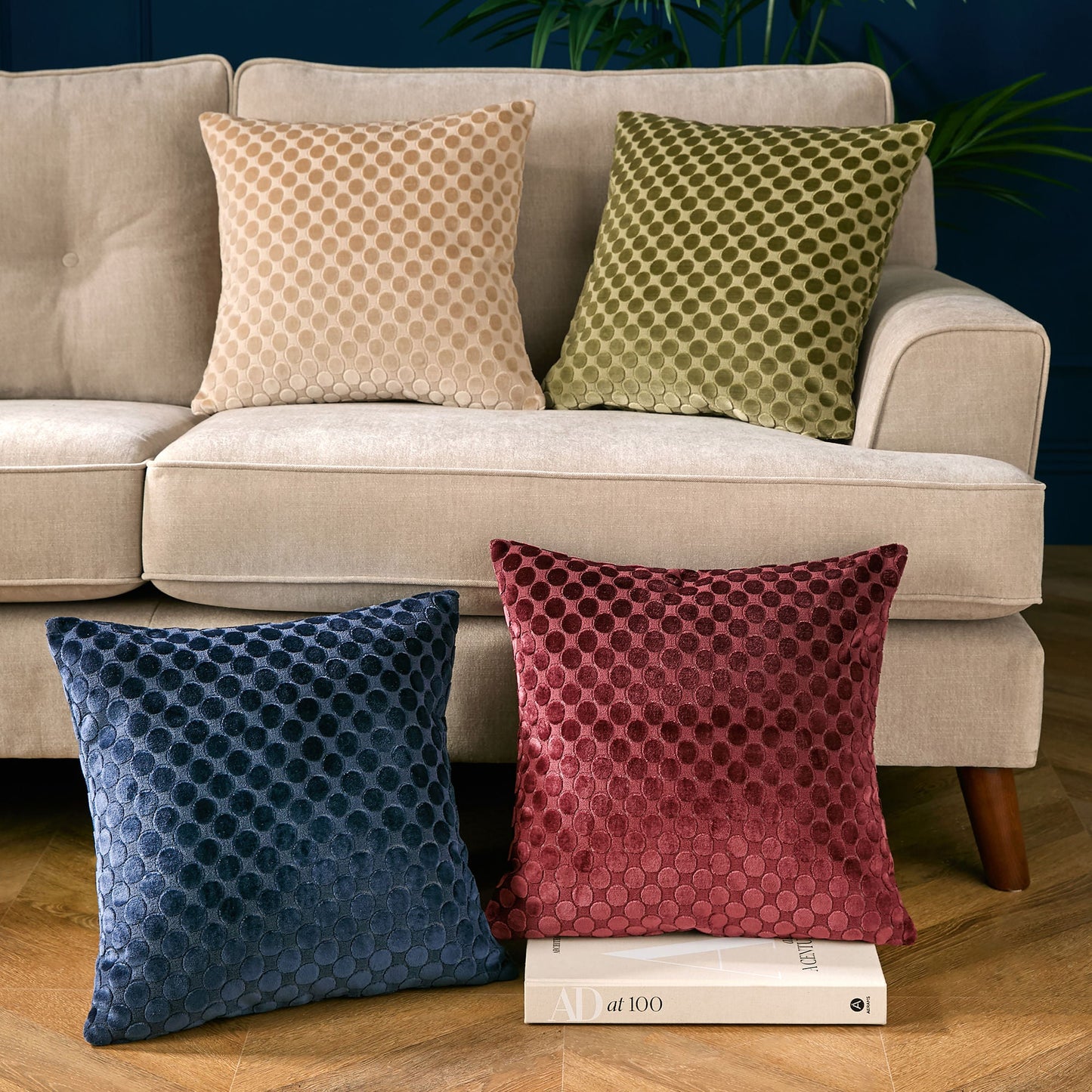 Soiree Velvet Spot Cushion - Green