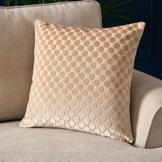 Soiree Velvet Spot Cushion - Natural