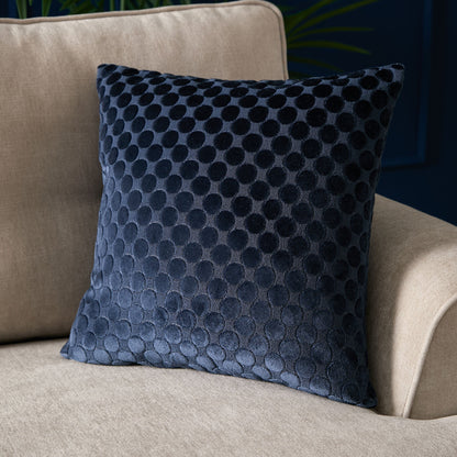 Soiree Velvet Spot Cushion - Navy