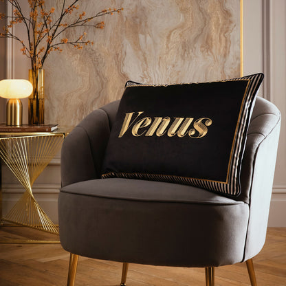 Venus Signature Cushion in Black 40 x 60cm - Cushion - Laurence Llewelyn-Bowen