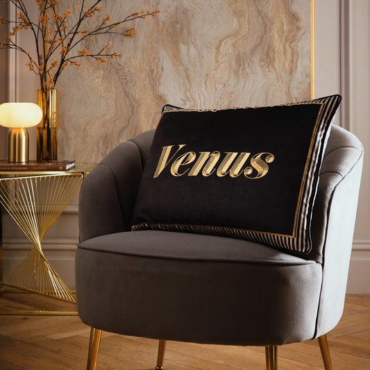 Venus Signature Cushion in Black 40 x 60cm - Cushion - Laurence Llewelyn-Bowen