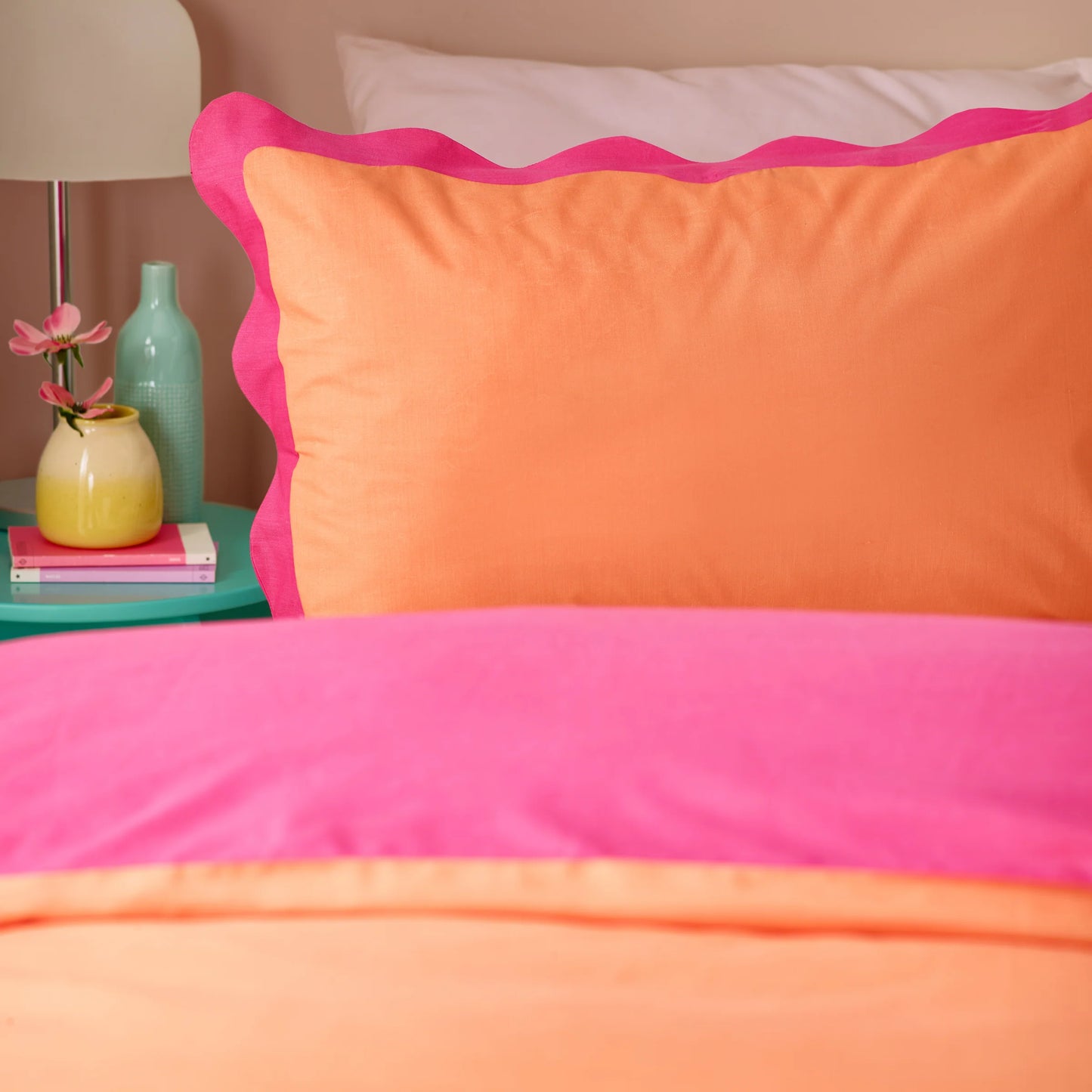 Furn Wiggle Scallop Duvet Cover Set - Coral/Pink