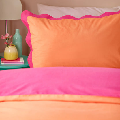 Furn Wiggle Scallop Duvet Cover Set - Coral/Pink