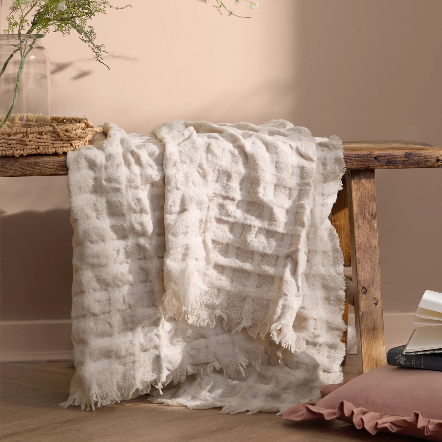 Wylder Walton Waffle Throw - Linen