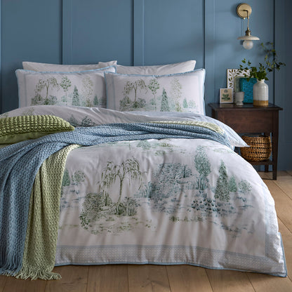 Willow Tree Scene Duvet Cover Set in Blue - Duvet Cover Set - Appletree