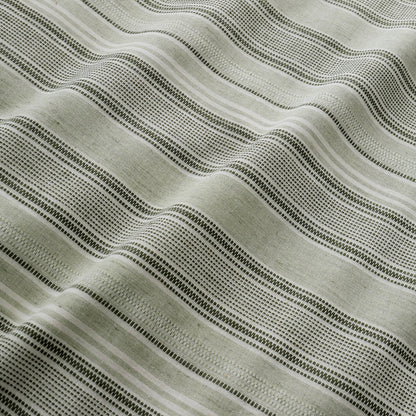 Yarn Dyed Woven Wide Stripe Duvet Cover Set in Green - Duvet Cover Set - Appletree