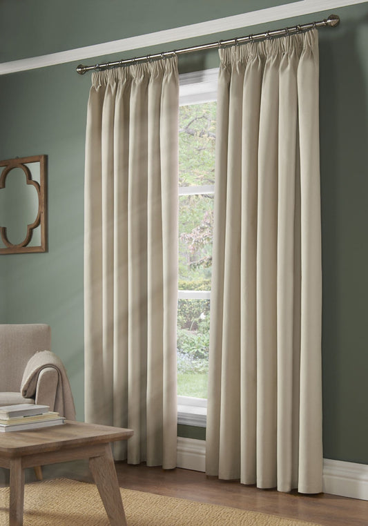 Alan Symonds 100% Blackout Pencil Pleat Curtains - Cream