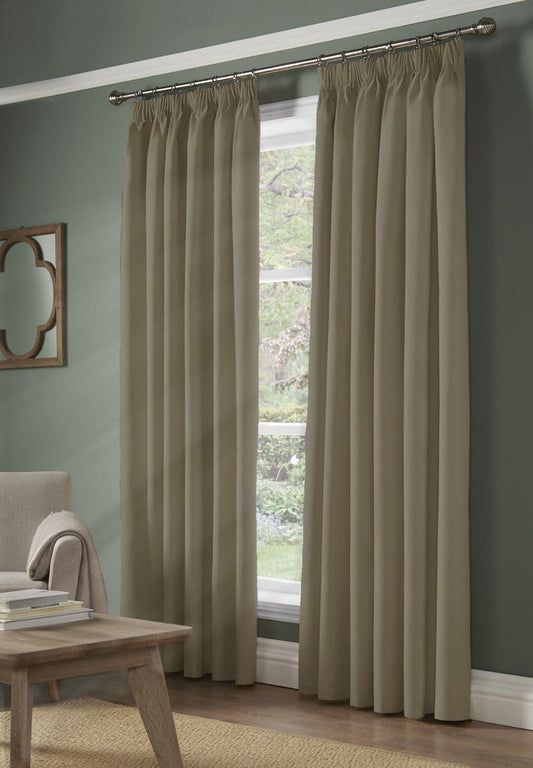 Alan Symonds 95% Blackout Pencil Pleat Curtains - Beige