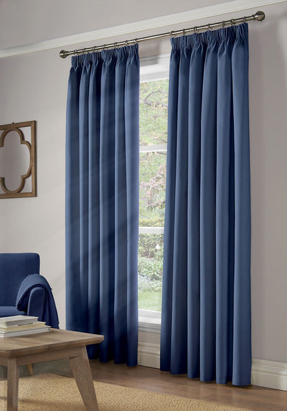 Alan Symonds 95% Blackout Pencil Pleat Curtains - Blue