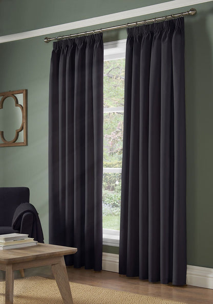 Alan Symonds 95% Blackout Pencil Pleat Curtains - Charcoal