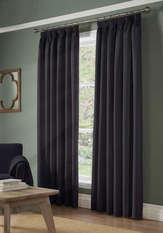 Alan Symonds 95% Blackout Pencil Pleat Curtains - Charcoal