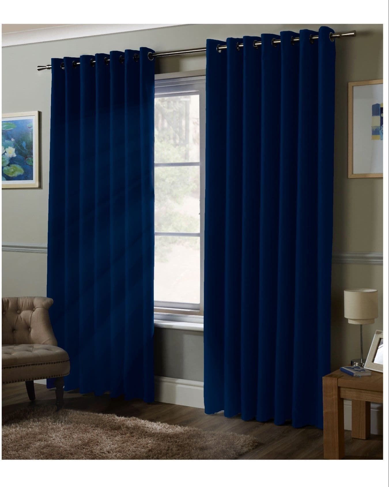 Alan Symonds 95% Blackout Eyelet Curtains - Navy