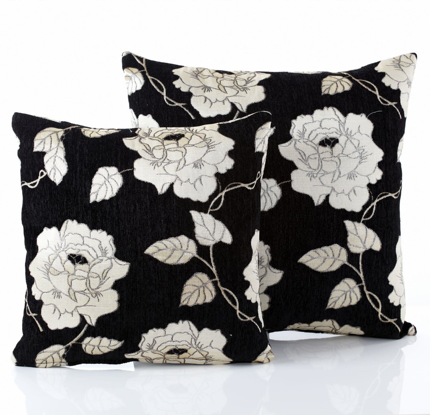 Alan Symonds Chenille Rose Filled Cushion - Black