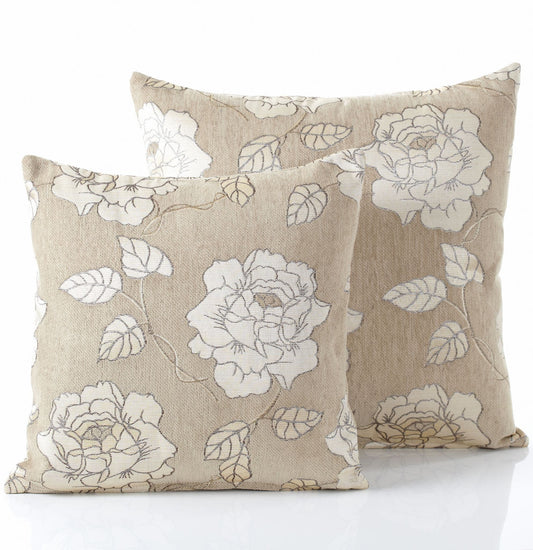 Alan Symonds Chenille Rose Filled Cushion - Cream