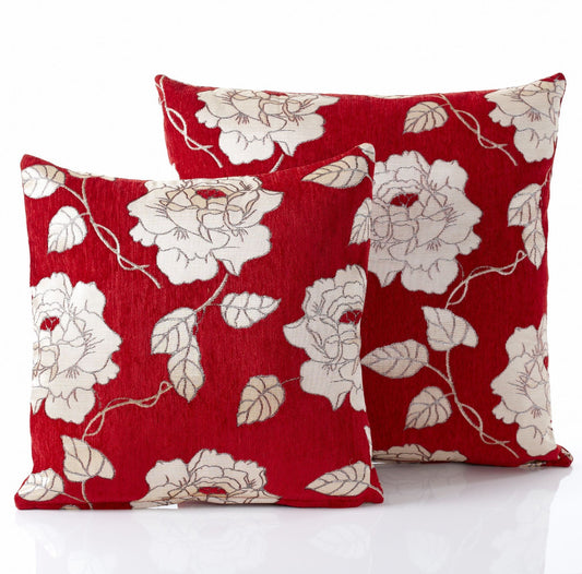 Alan Symonds Chenille Rose Filled Cushion - Red