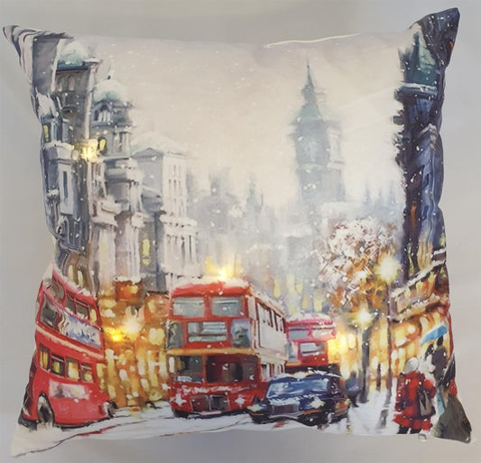 Alan Symonds Christmas LED London Filled Cushion
