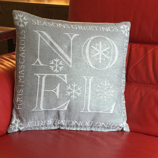 Alan Symonds Christmas Tapestry Silver Noel Filled Cushion