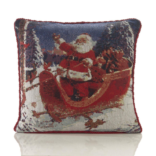 Alan Symonds Christmas Tapestry Sleigh Filled Cushion