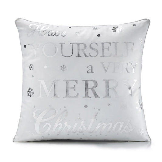 Alan Symonds Christmas Velvet Merry Christmas Silver Filled Cushion