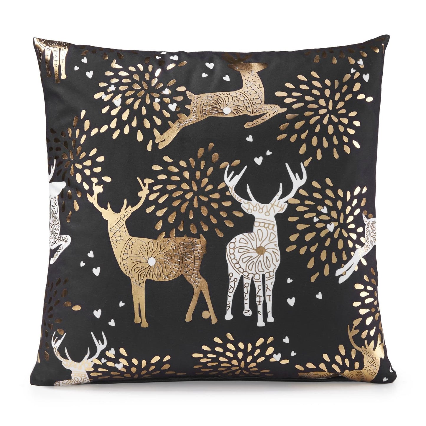 Alan Symonds Christmas Velvet Reindeer Gold Filled Cushion