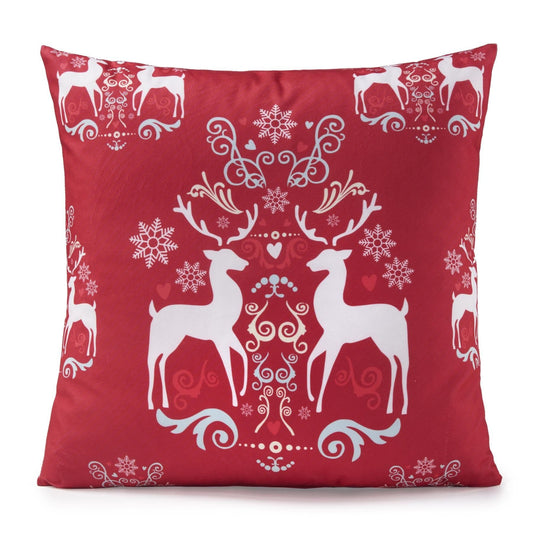 Alan Symonds Christmas Velvet Reindeer Red Filled Cushion