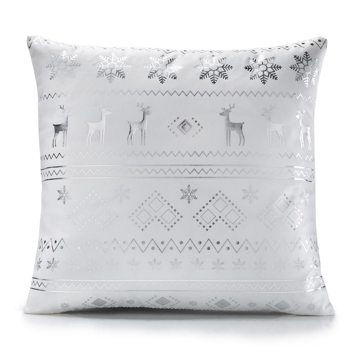 Alan Symonds Christmas Velvet Reindeer White/Silver Filled Cushion