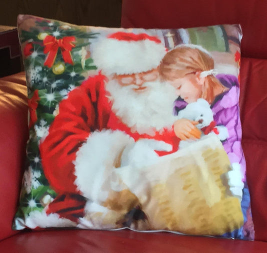 Alan Symonds Christmas Velvet Santa Child Filled Cushion