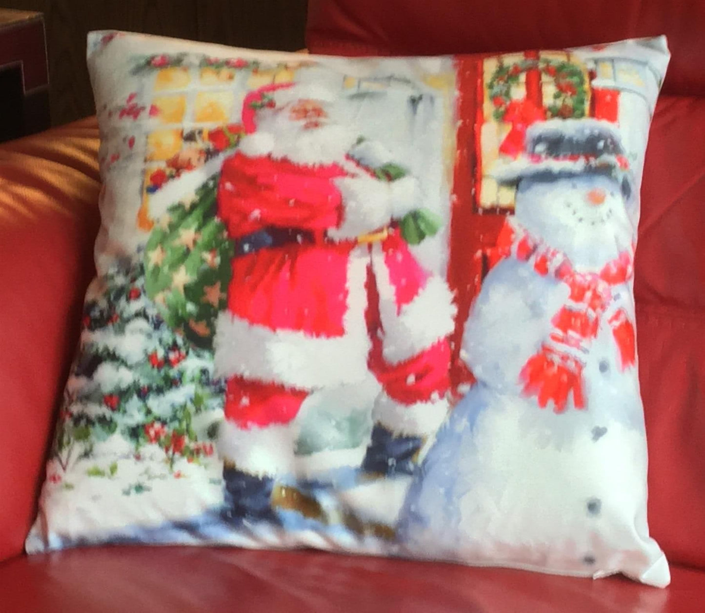Alan Symonds Christmas Velvet Santa House Filled Cushion