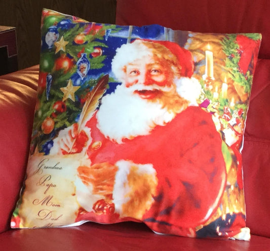 Alan Symonds Christmas Velvet Santa List Filled Cushion