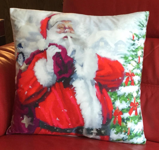 Alan Symonds Christmas Velvet Santa Sack Filled Cushion